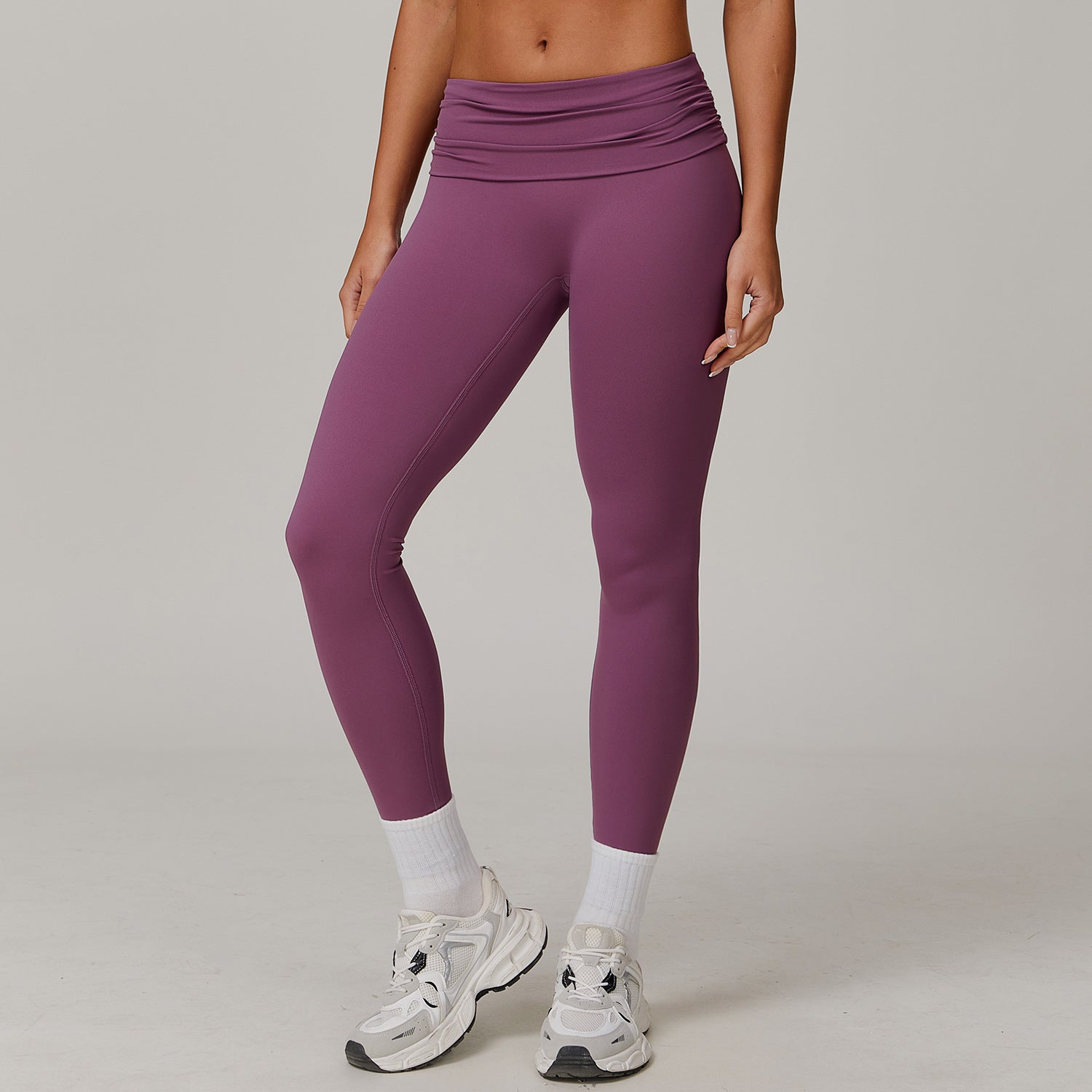 Fold High Waist Yoga Pants Women's Cloud-feeling Belly Contracting And Hip Lifting Sports Pants - kinko