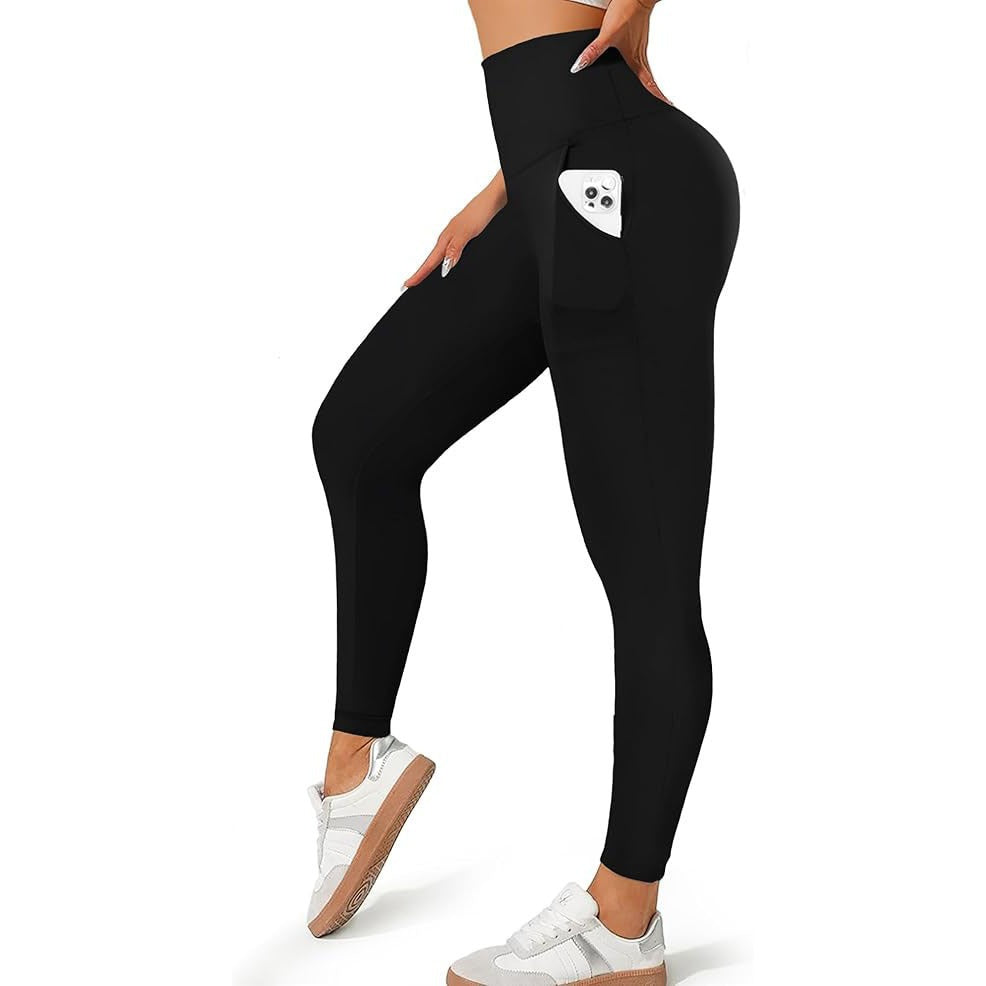 Women's Pocket Soft Belly Contracting High Elastic Slim High Waist Leggings - kinko