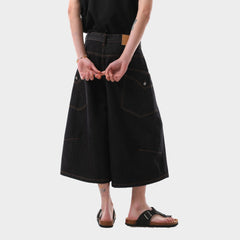 Retro Washed Side Pocket Denim Cropped Pants Men - kinko