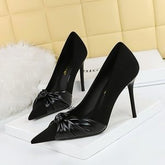 Fashionable Pedicure Delicate Slimming Stiletto Heel Shallow Mouth Pointed Toe Bowknot Pumps Women High Heels