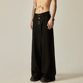 Men's Solid Color Polyester Casual Vertical Tube Wide-leg Pants - kinko
