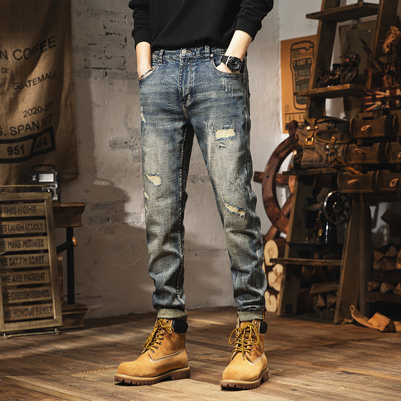 Retro Heavy Washed Jeans For Men - kinko