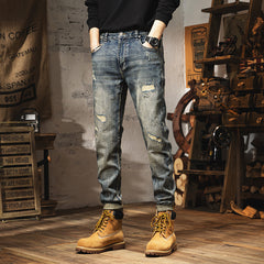 Retro Heavy Washed Jeans For Men - kinko