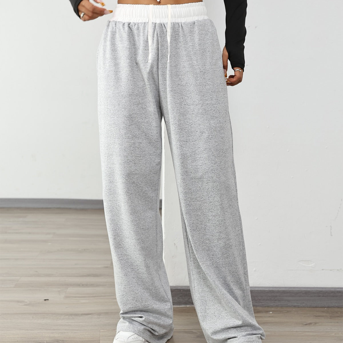 Women's Casual Sports Contrast Color Loose Comfortable Drawstring Trousers - kinko