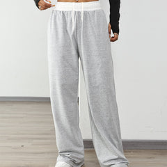 Women's Casual Sports Contrast Color Loose Comfortable Drawstring Trousers - kinko