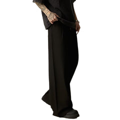 Men's Solid Color Polyester Casual Vertical Tube Wide-leg Pants - kinko