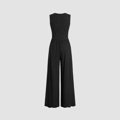 Women's Solid Color Loose Sleeveless Knitted Jumpsuit - kinko