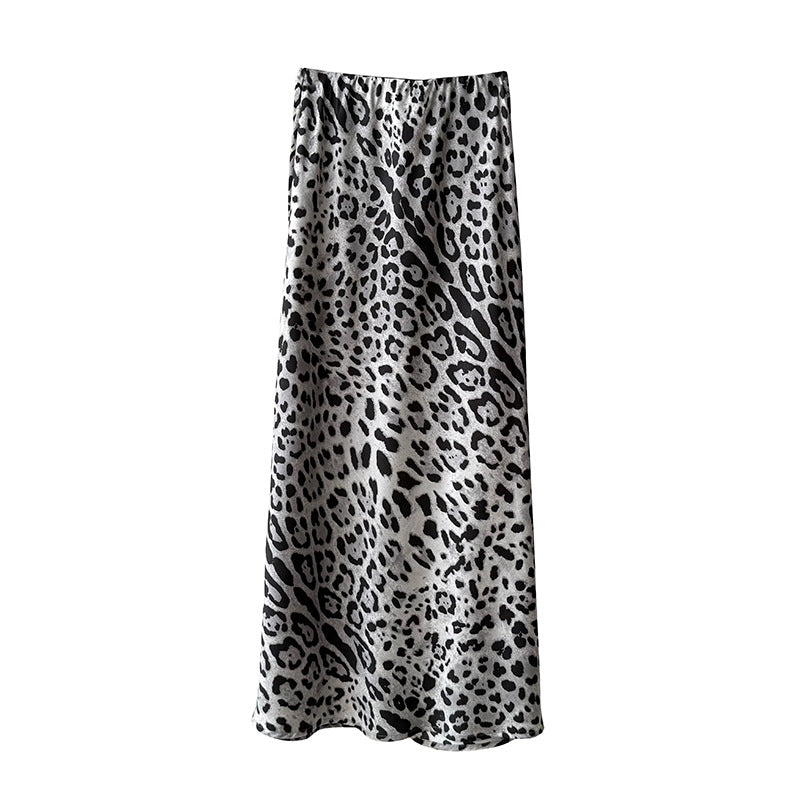 Light Luxury High-grade Leopard Print Split Skirt Women's High Waist Slimming - kinko