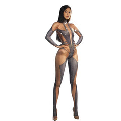 Full Diamond Long-sleeved One-piece Trousers Fake Meat-exposed - kinko