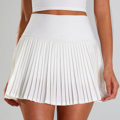 High Waist Pleated Sports Short Skirt Women's Outdoor Fitness Fake Two-piece Tennis Culottes - kinko