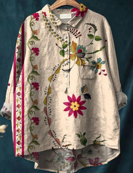 Loose Print Crew Neck Casual Plus Size Women's T-shirt - kinko