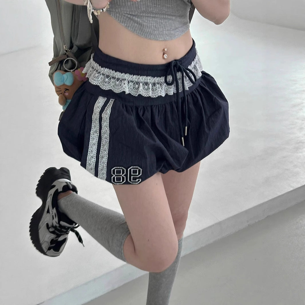Personalized Hot Girl Low Waist Self-tie Lace Lace Splicing Skirt - kinko