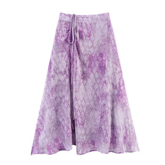 Summer New Blooming Printed Pull-Belt Chiffon Irregular Skirt - kinko