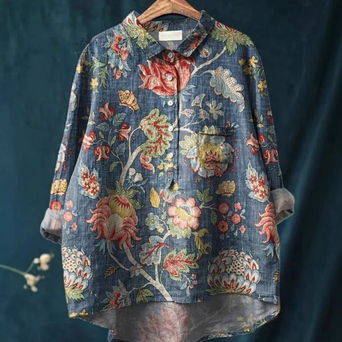 Loose Print Crew Neck Casual Plus Size Women's T-shirt - kinko