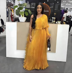 Fashionable One-shoulder Elegant Evening Dress - kinko