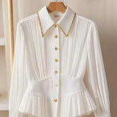 Special Interest Light Luxury High-grade Pleated Collar White Shirt - kinko
