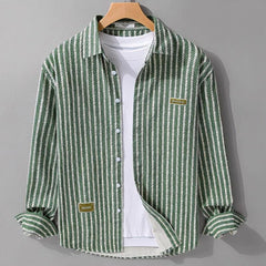 Spring Men's Collar Shirt Jacket Personalized Striped - kinko