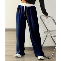 Women's Casual Sports Contrast Color Loose Comfortable Drawstring Trousers - kinko