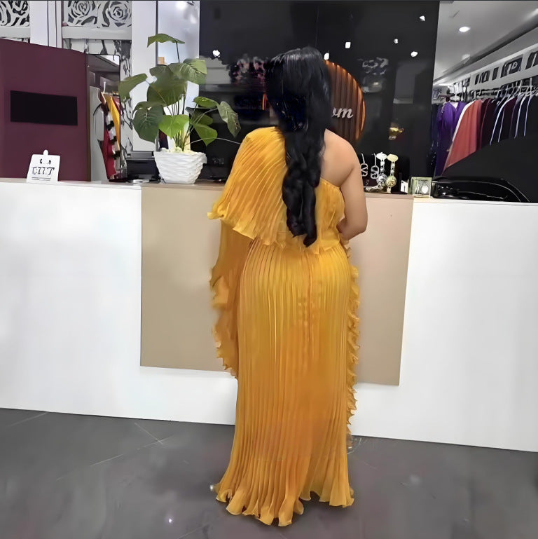 Fashionable One-shoulder Elegant Evening Dress - kinko