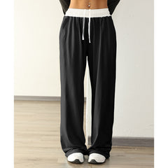 Women's Casual Sports Contrast Color Loose Comfortable Drawstring Trousers - kinko