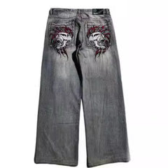 American Retro Worn Looking Washed-out Jeans Men's Wide-leg Workwear Design Casual - kinko