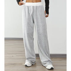 Women's Casual Sports Contrast Color Loose Comfortable Drawstring Trousers - kinko