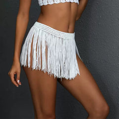 Beach Knitted Tassel Dance Skirt - kinko