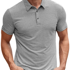 Contrast Color Striped Short Sleeve Men's Summer Loose Lapels - kinko