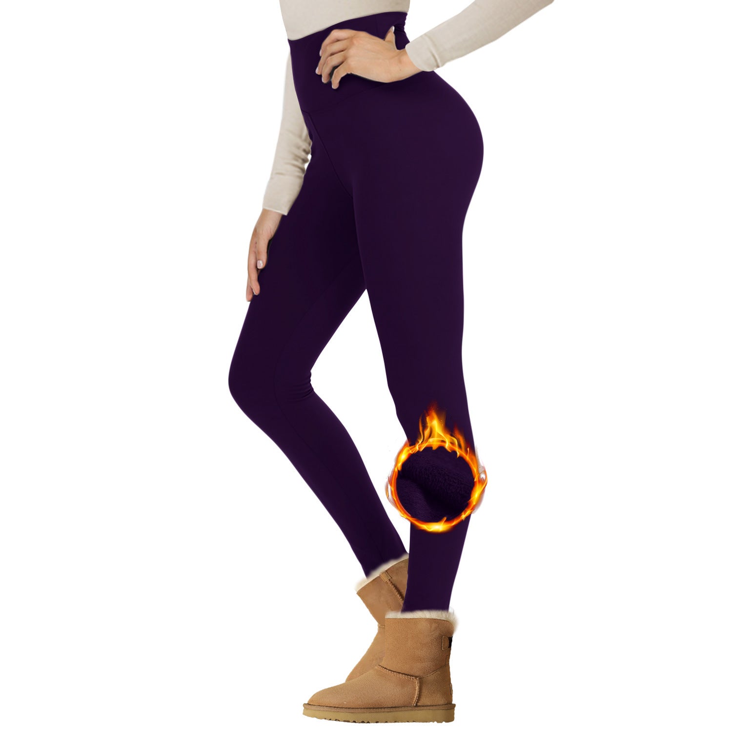 Velvet Padded Leggings High Waist Warm Hiking Workout Lady - kinko