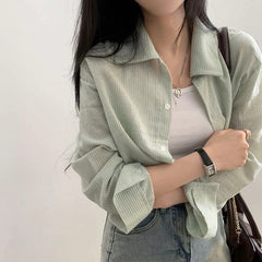 Striped Shirt Women's Long Sleeve Sun Protection Shirt - kinko