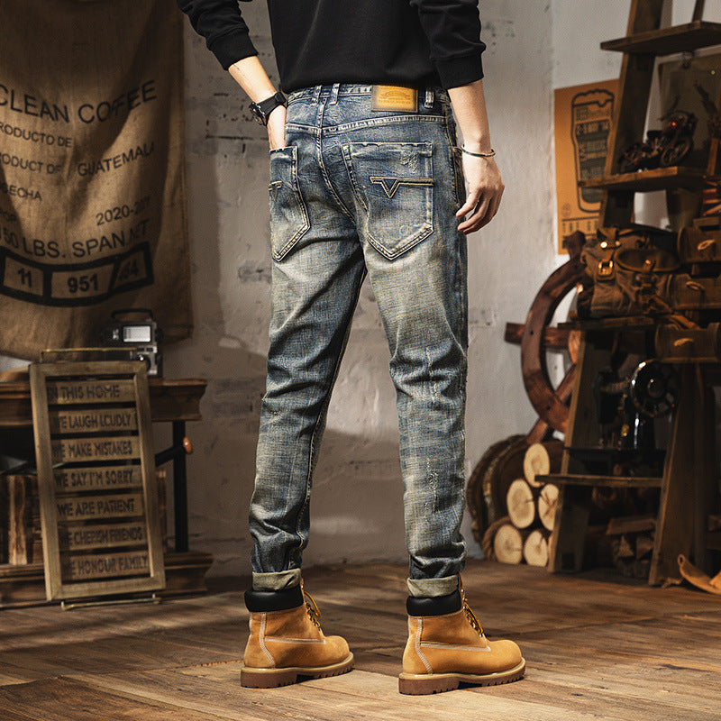 Retro Heavy Washed Jeans For Men - kinko