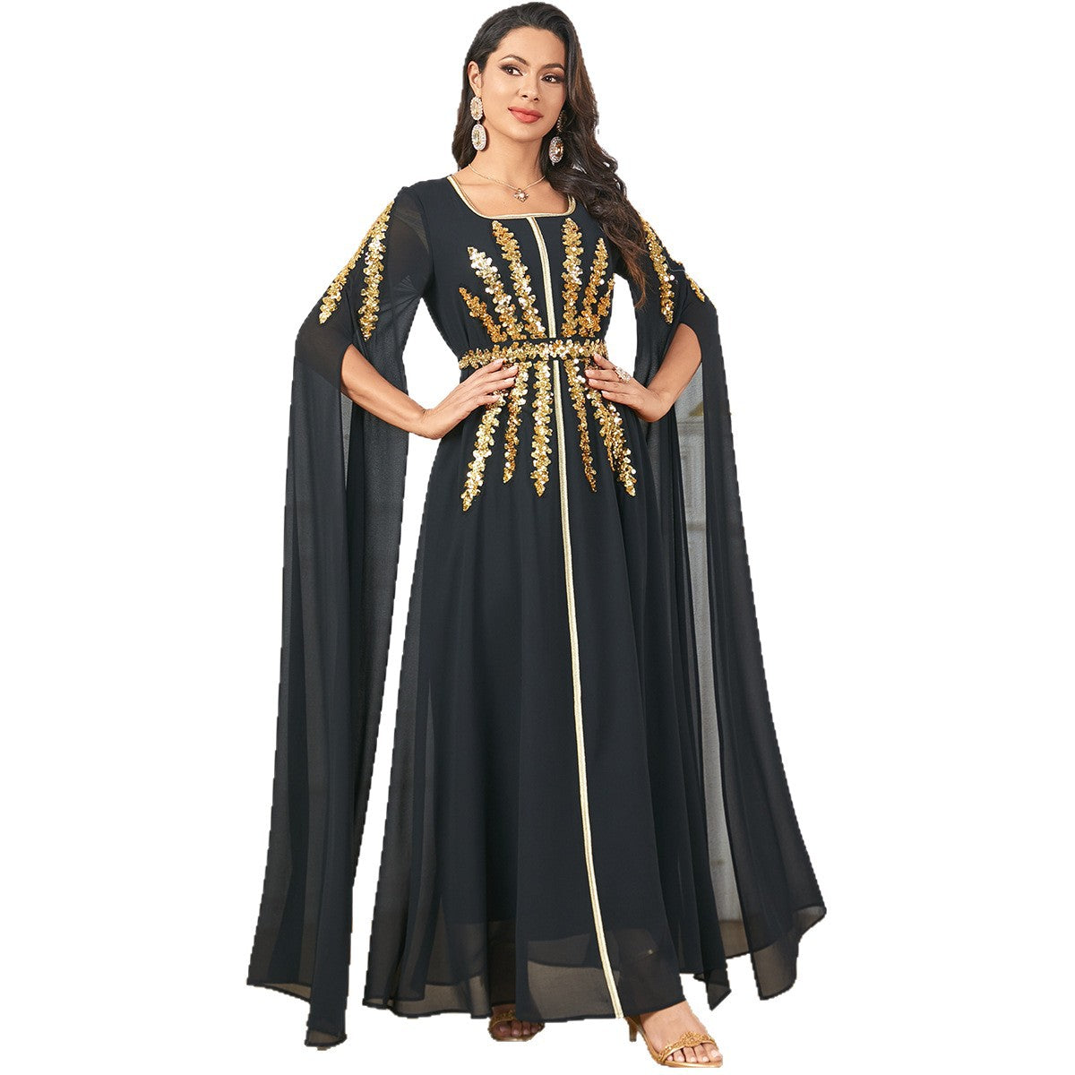 Arab Women's Robe Super Long Sleeve Muslim Dress - kinko