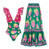 Ruffled One Piece Swimsuit Vacation Women
