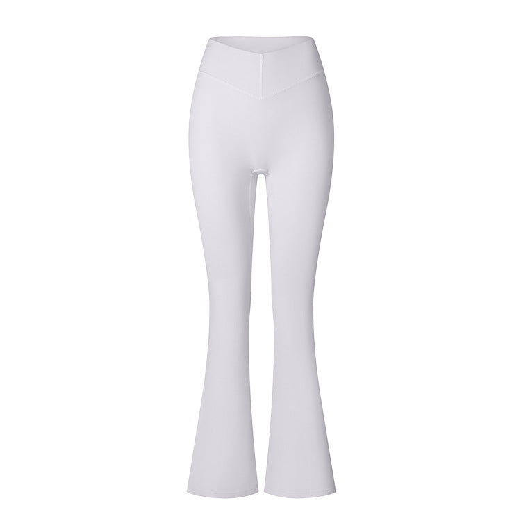 Brushed Flared V-waist Sports Tight Trousers - kinko