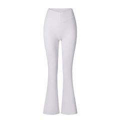 Brushed Flared V-waist Sports Tight Trousers - kinko