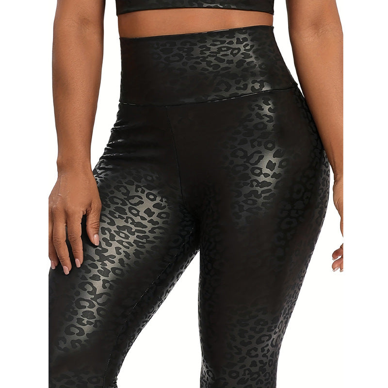 New Cross-border Leopard Print Tight Yoga Trousers - kinko