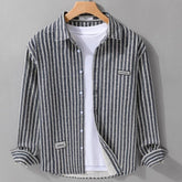 Spring Men's Collar Shirt Jacket Personalized Striped - kinko