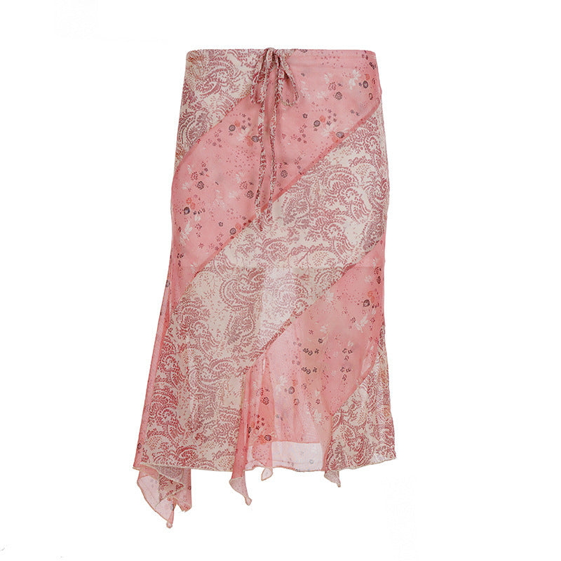 Sneaky Design Floral Flounce Irregular Long Dress - kinko