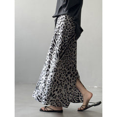Light Luxury High-grade Leopard Print Split Skirt Women's High Waist Slimming - kinko