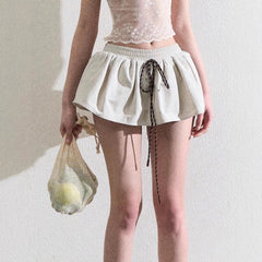 All-matching Elastic Waistband Twisted Drawstring Skirt Pettiskirt Skirt - kinko