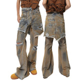 American Street Loose Hole Bootcut Pants - kinko