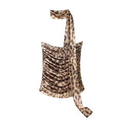 Women's Fashion Animal Print Silk Net Tube Top - kinko