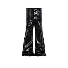 Black Coated Shiny Patent Leather Skinny Jeans - kinko