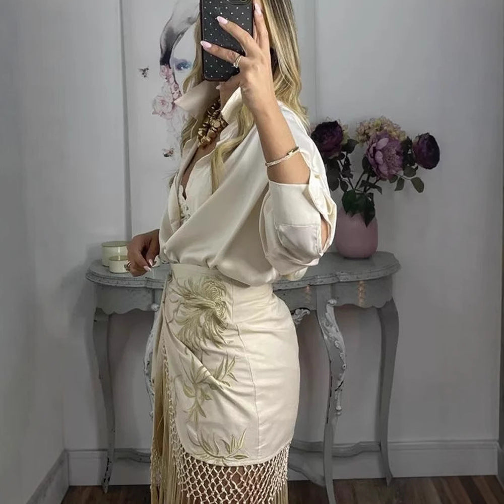 Women's Decorated Tassel Lace-up Skirt - kinko