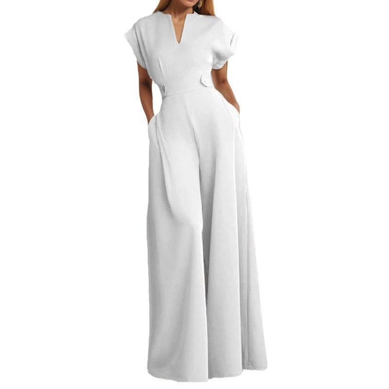 Graceful And Fashionable Solid Color High Waist Wide Leg Pants - kinko