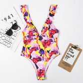 Lotus Leaf Flying Edge Women Triangle Swimsuit Bikini Swimsuit