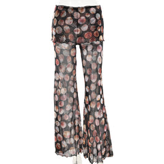 Leopard Print Mesh Floral Print Trousers - kinko