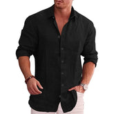 3D Printed Casual Men's Solid Color Shirt Slim Lapel - kinko