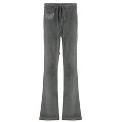 American Retro Y2g Velvet Bootleg Pants Slim Fit - kinko
