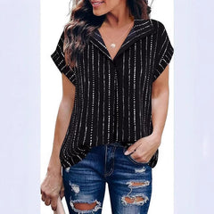 Casual All-matching Fashion Trend Stripes Women's Shirt Top - kinko